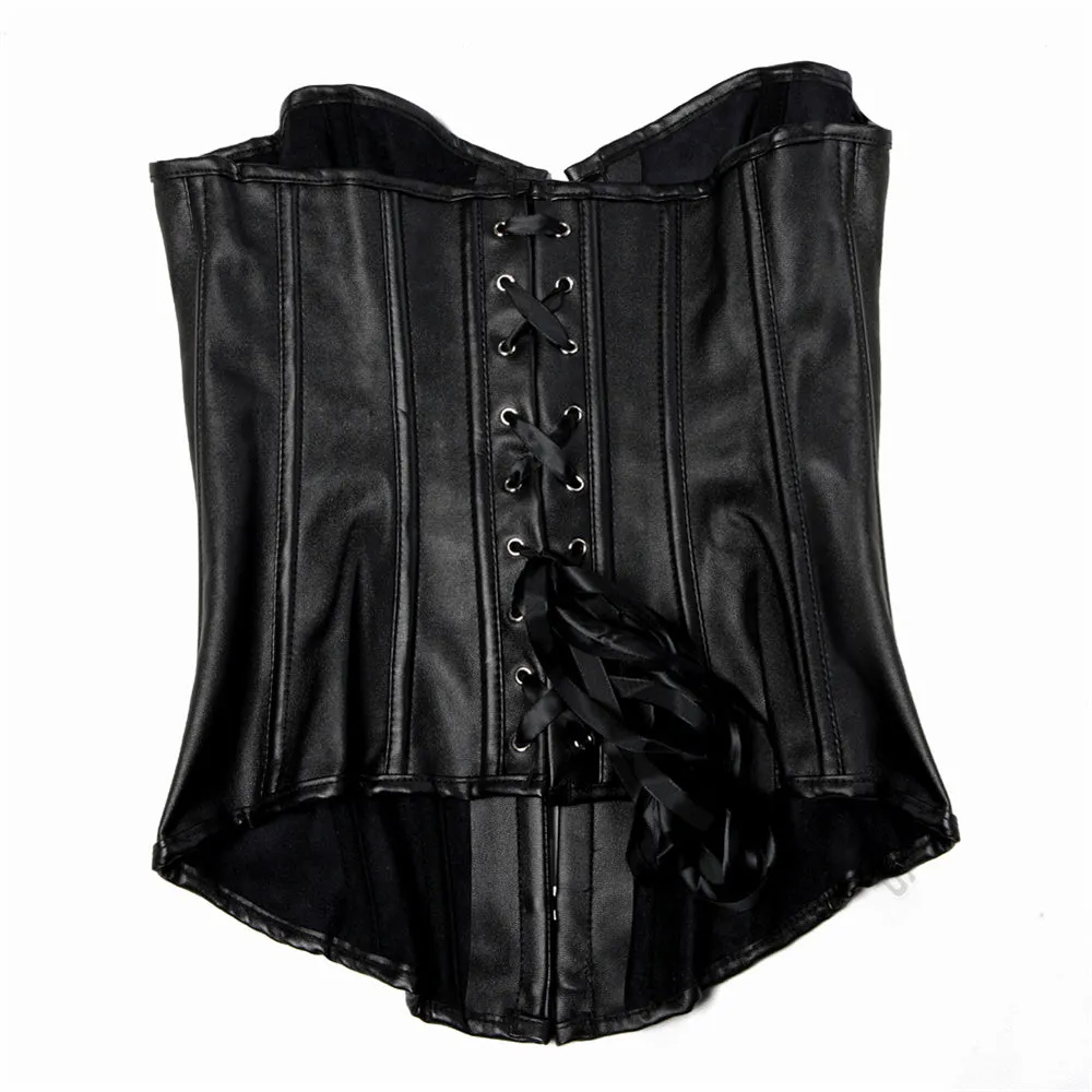Faux Leather Corset Gothic Bustier Overbust