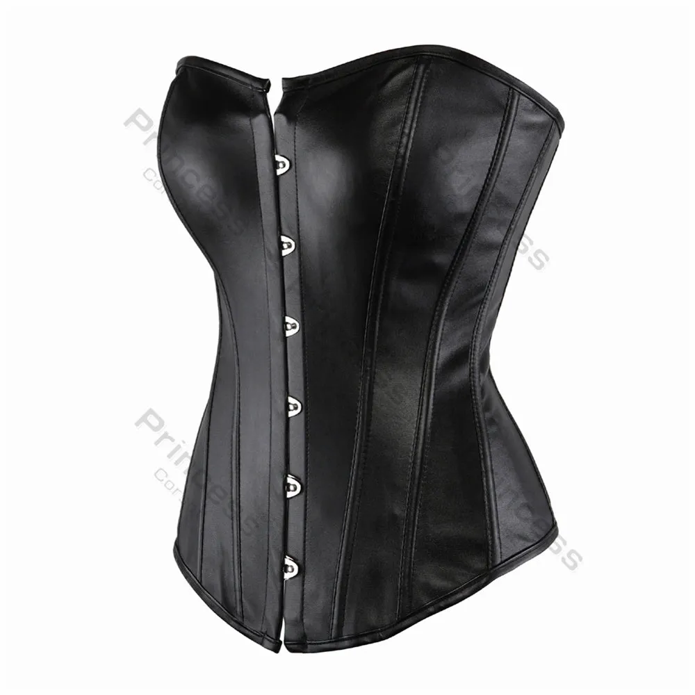 Faux Leather Corset Gothic Bustier Overbust