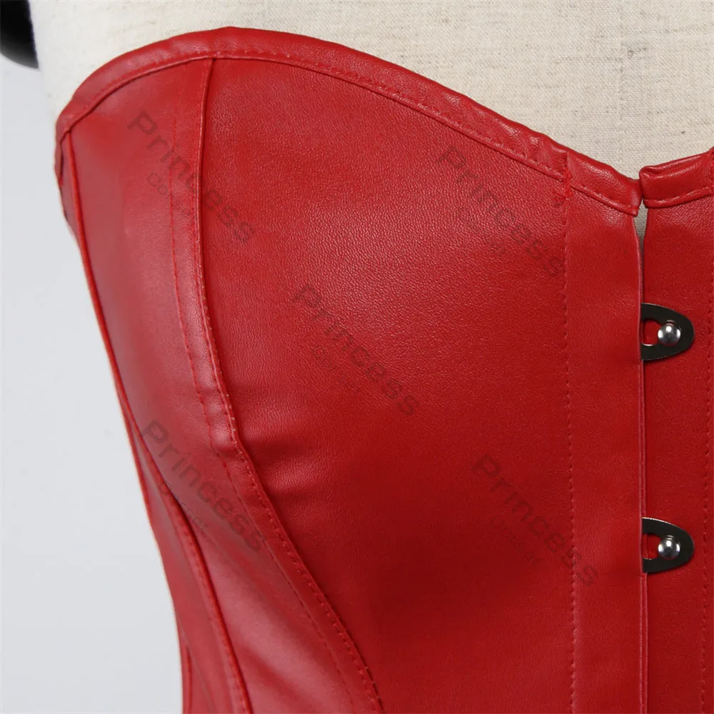 Faux Leather Corset Gothic Bustier Overbust