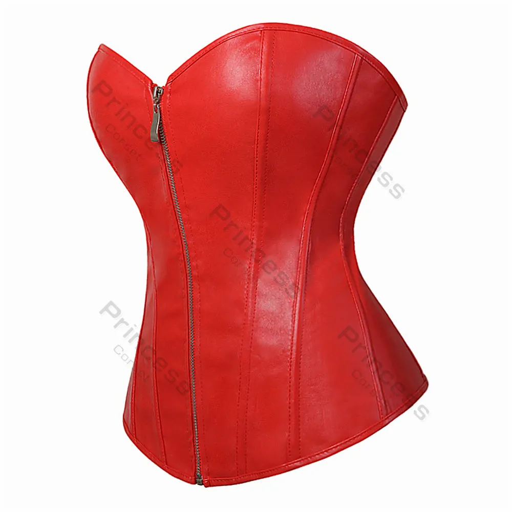 Faux Leather Corset Gothic Bustier Overbust