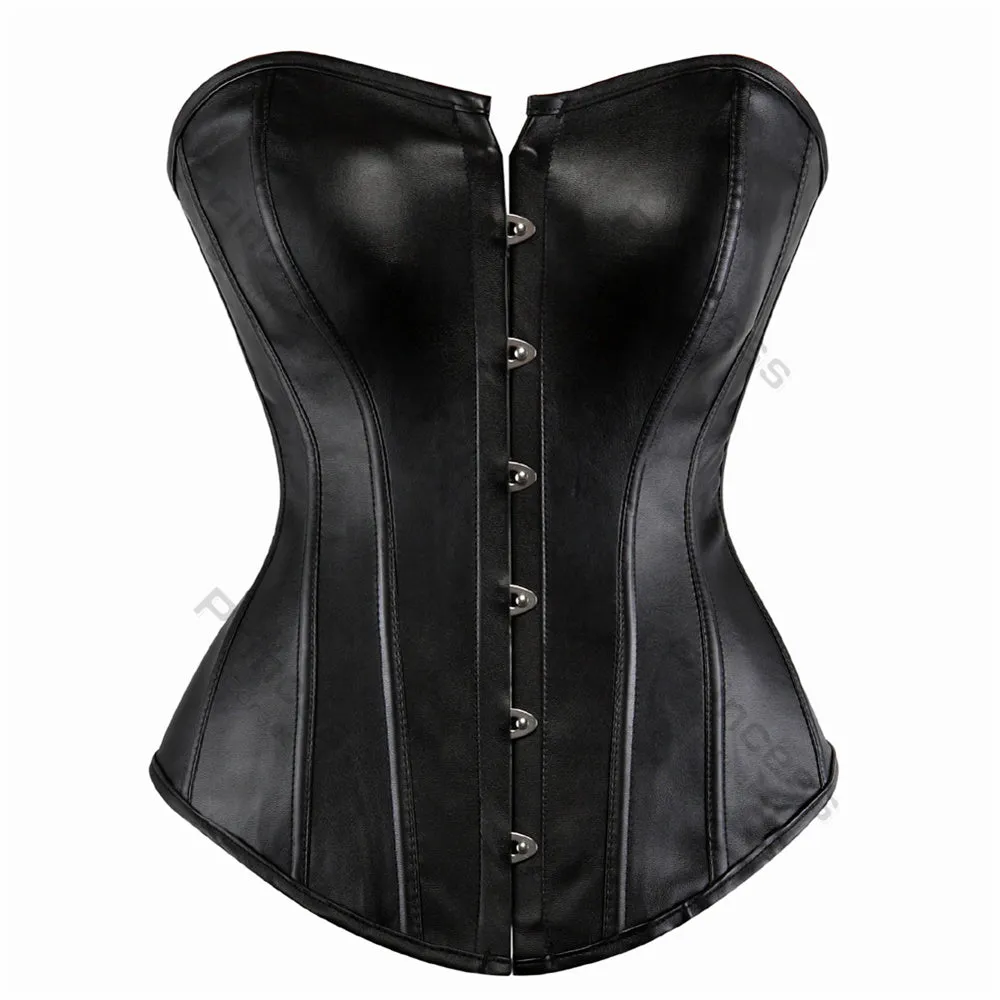 Faux Leather Corset Gothic Bustier Overbust