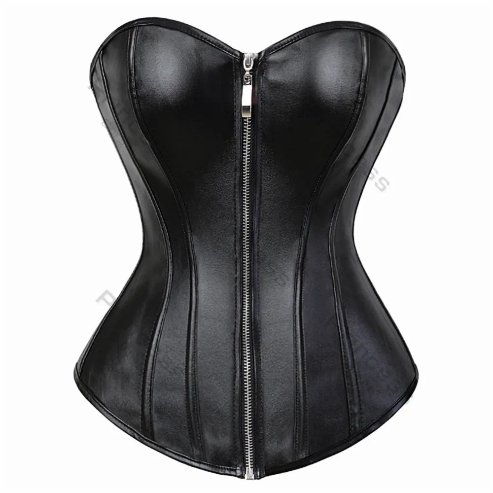 Faux Leather Corset Gothic Bustier Overbust
