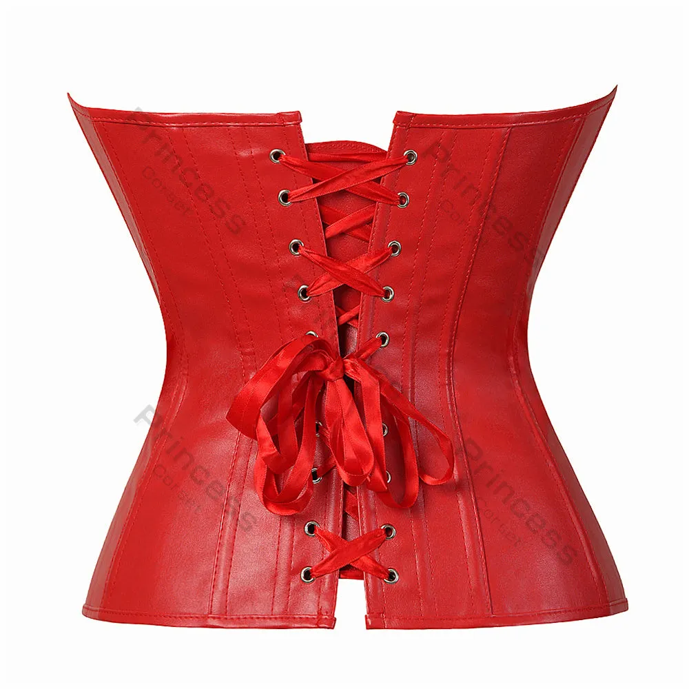 Faux Leather Corset Gothic Bustier Overbust