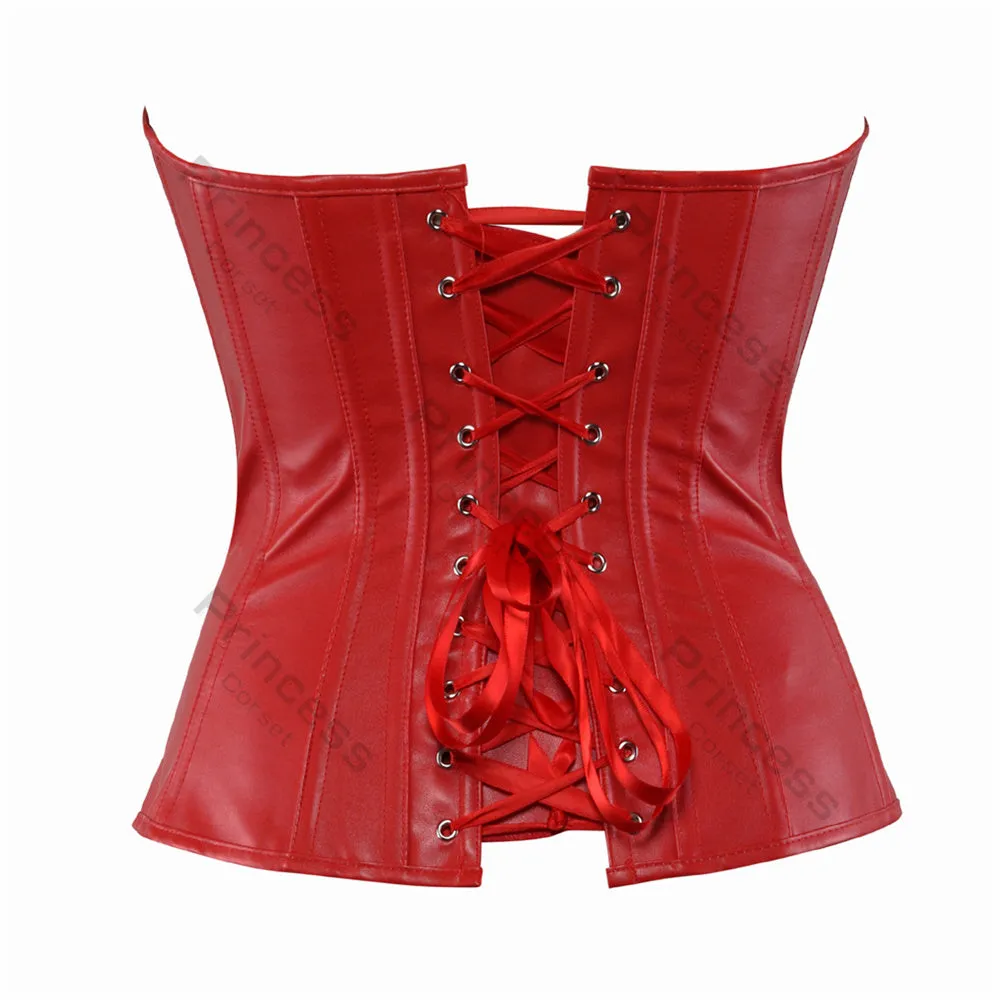 Faux Leather Corset Gothic Bustier Overbust