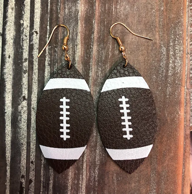 Faux Leather Football Hang Earrings