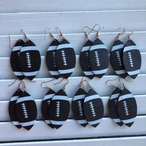 Faux Leather Football Hang Earrings