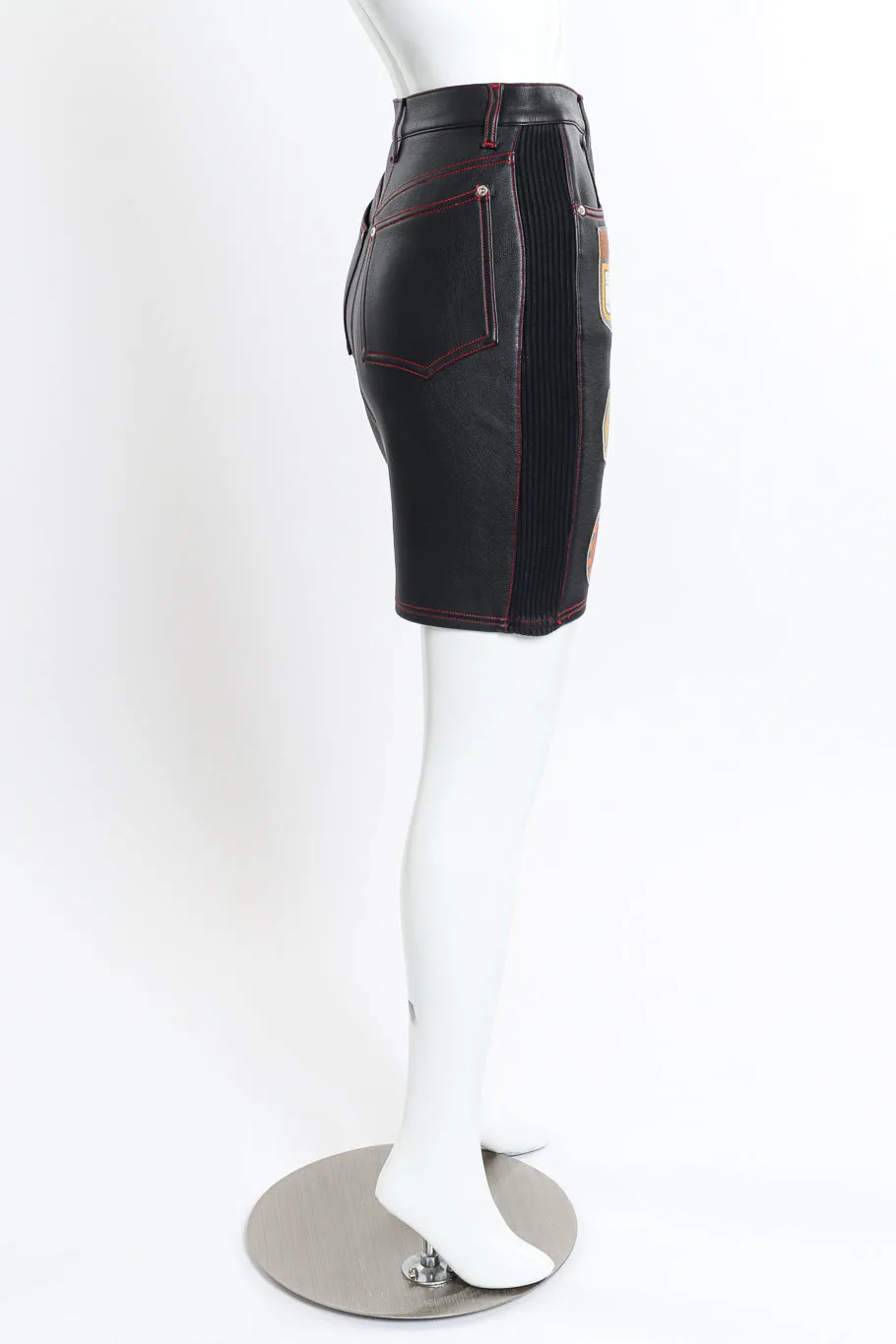 Faux Leather Patchwork Skirt