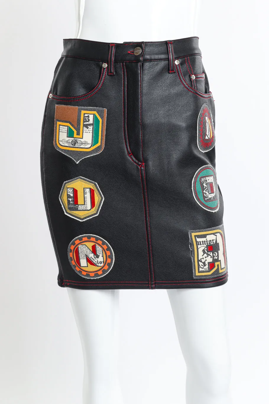 Faux Leather Patchwork Skirt