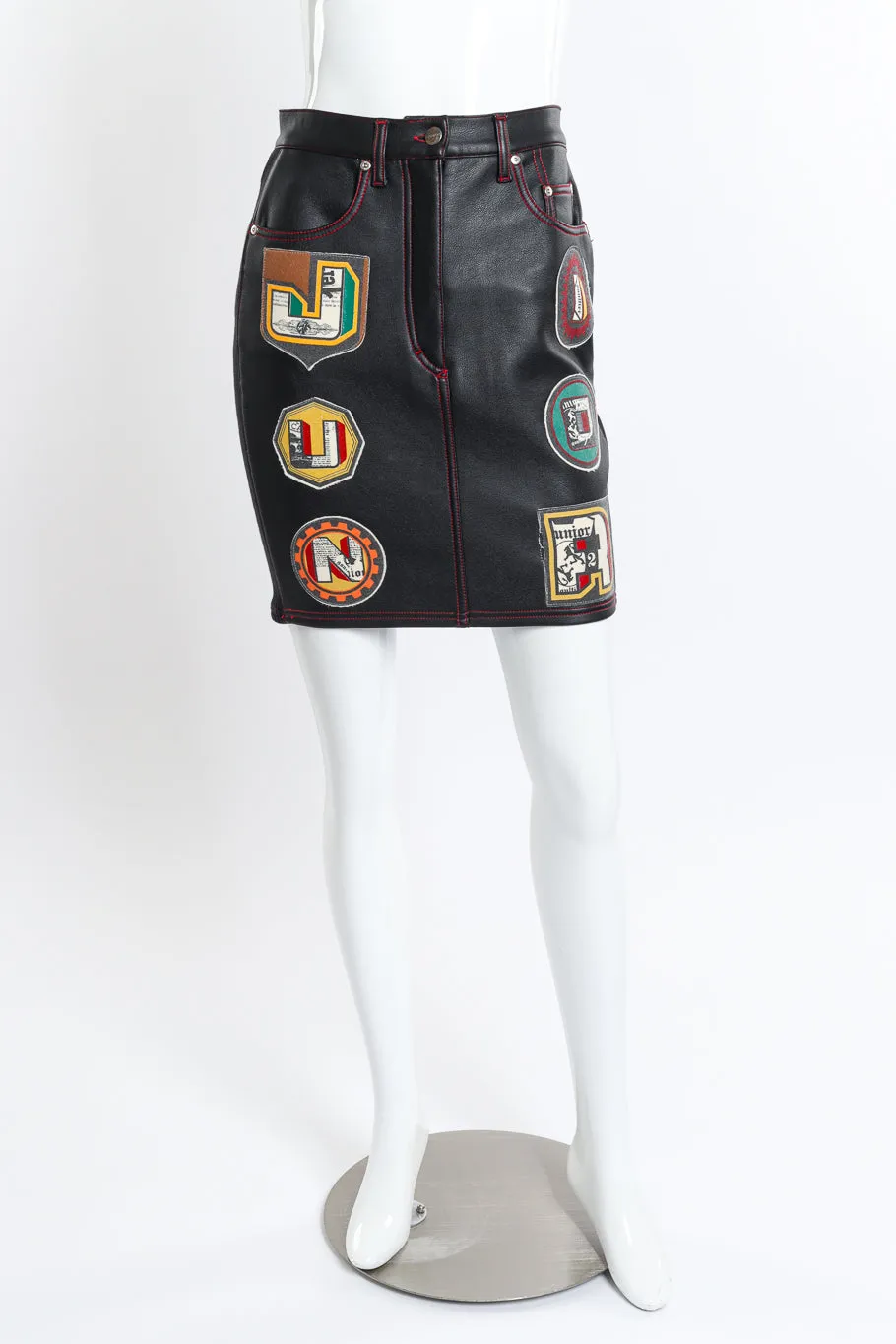 Faux Leather Patchwork Skirt