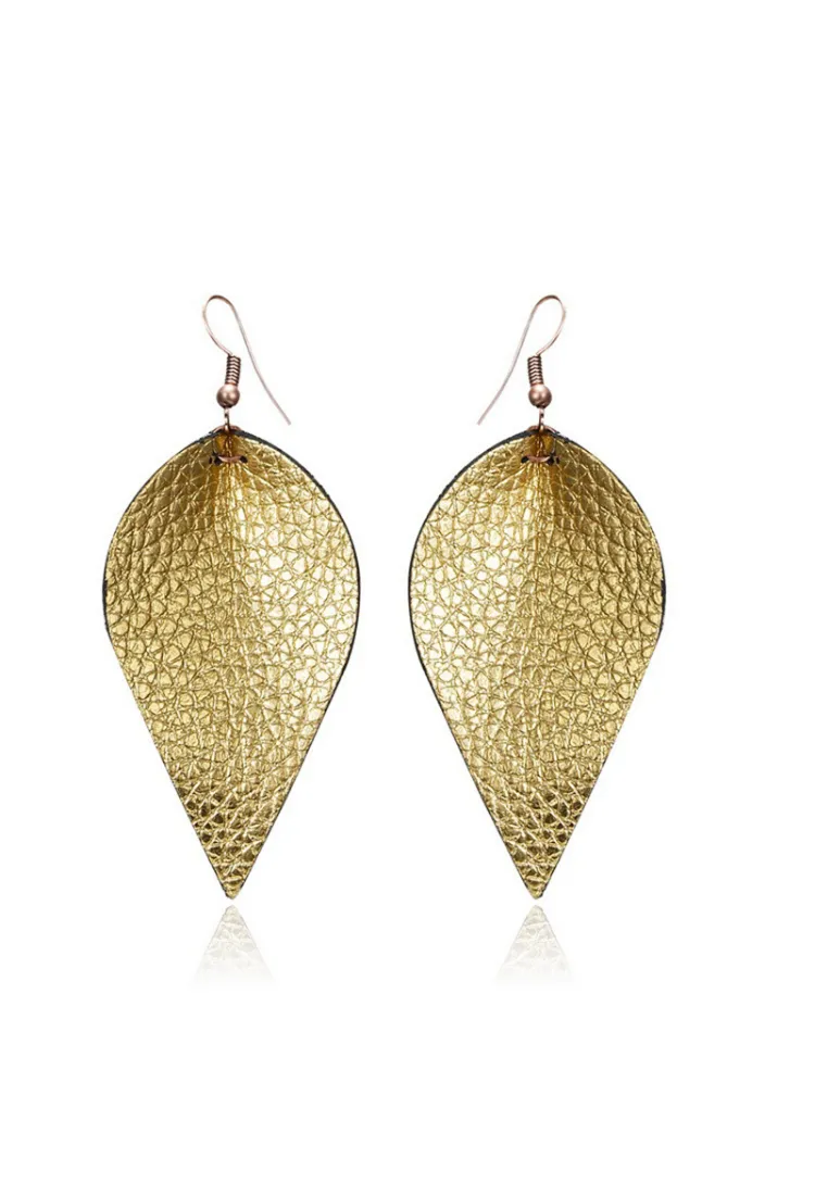 Faux Leather Teardrop Earrings