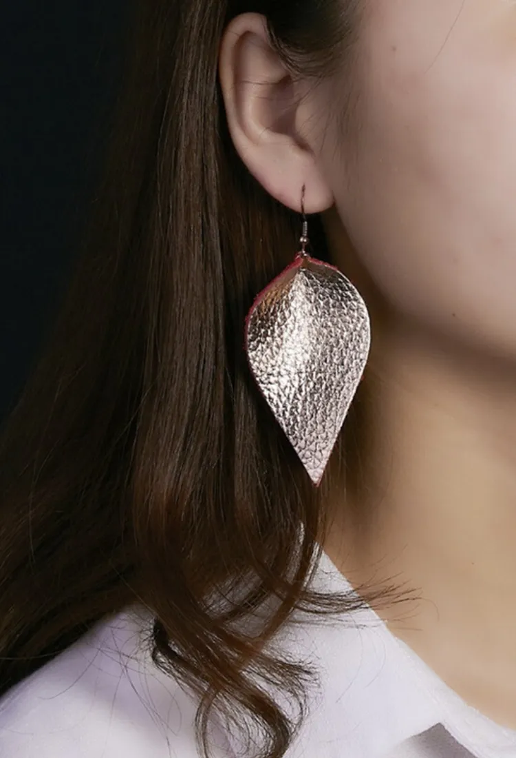 Faux Leather Teardrop Earrings