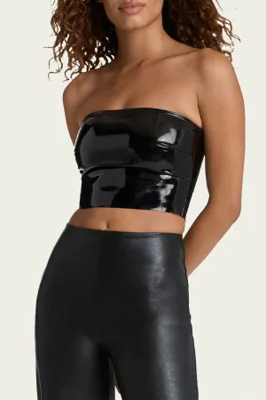 Faux Leather Tube Top in Black