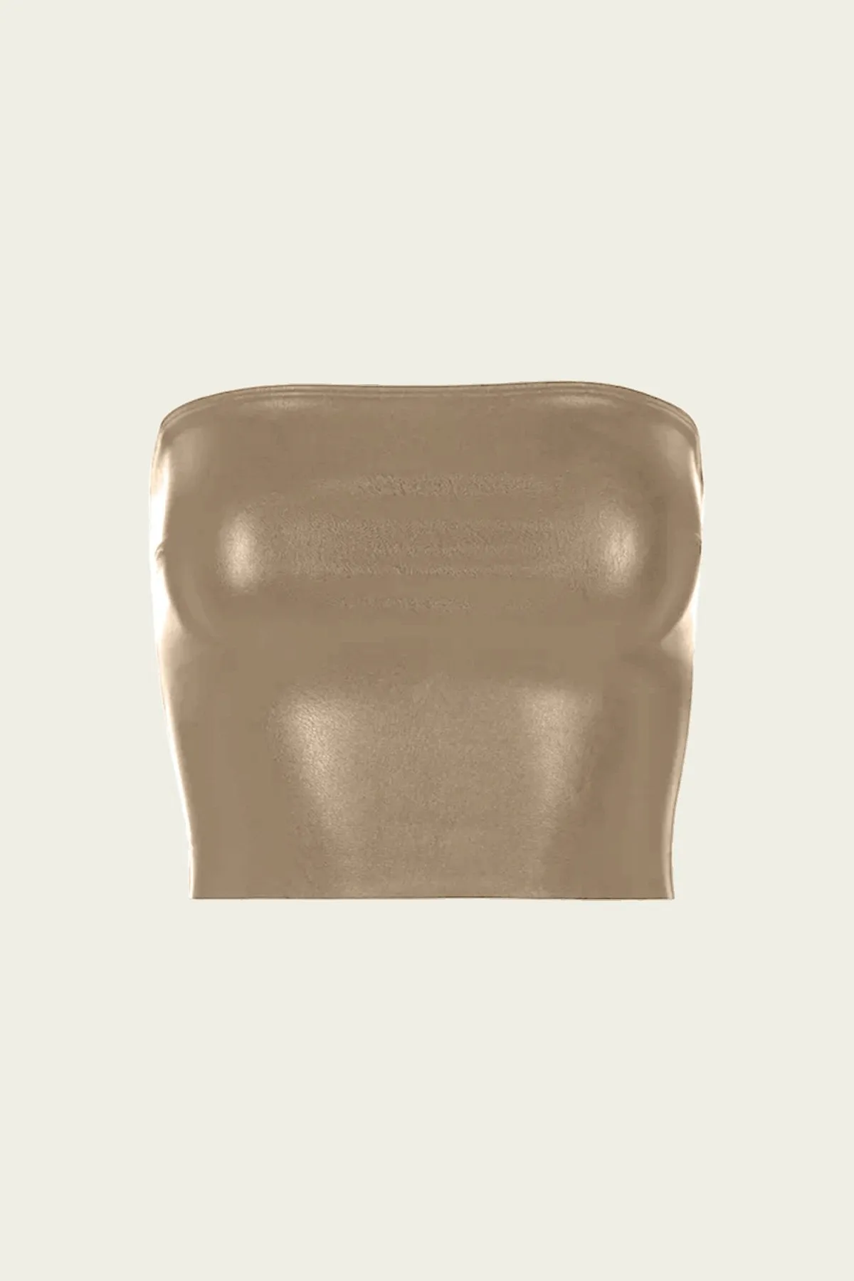 Faux Leather Tube Top in Goldleaf