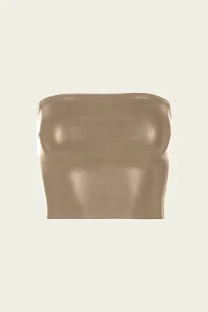 Faux Leather Tube Top in Goldleaf