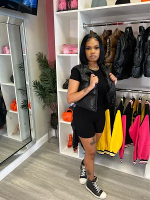 Faux leather vest