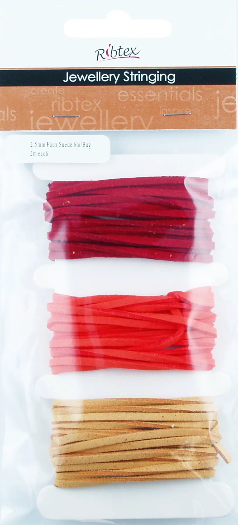 FAUX SUEDE THONGING 2.5MM ORANGE RED 6M