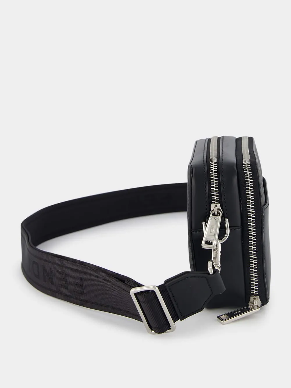 FF-Plaque Leather Messenger Bag