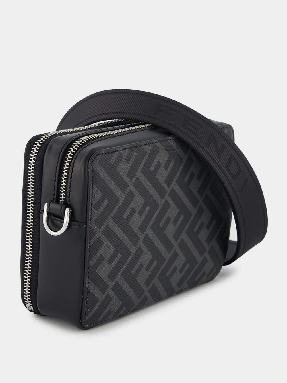 FF-Plaque Leather Messenger Bag