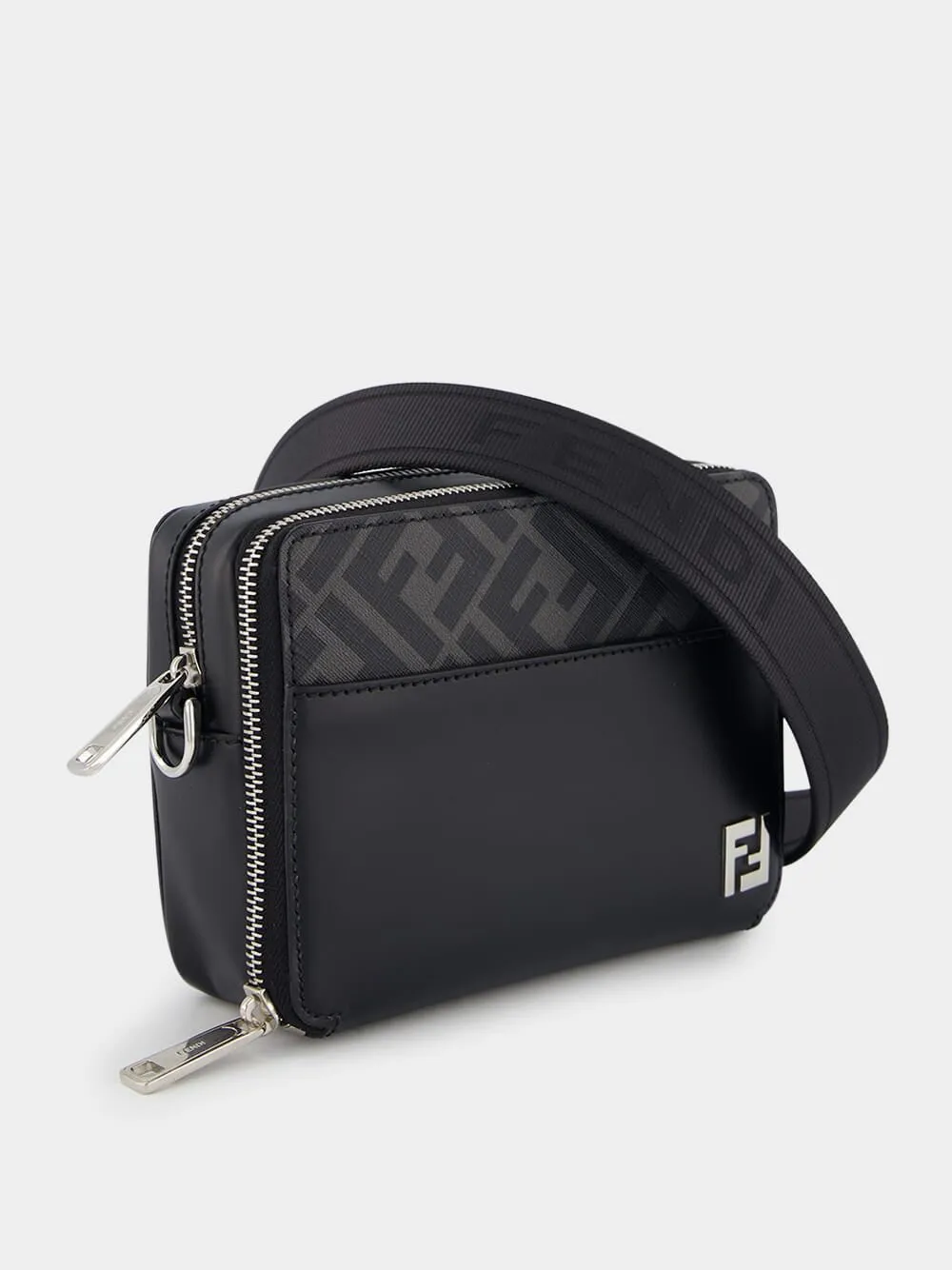 FF-Plaque Leather Messenger Bag