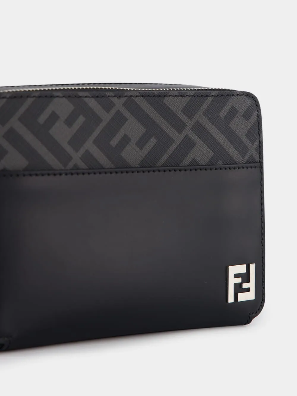 FF-Plaque Leather Messenger Bag