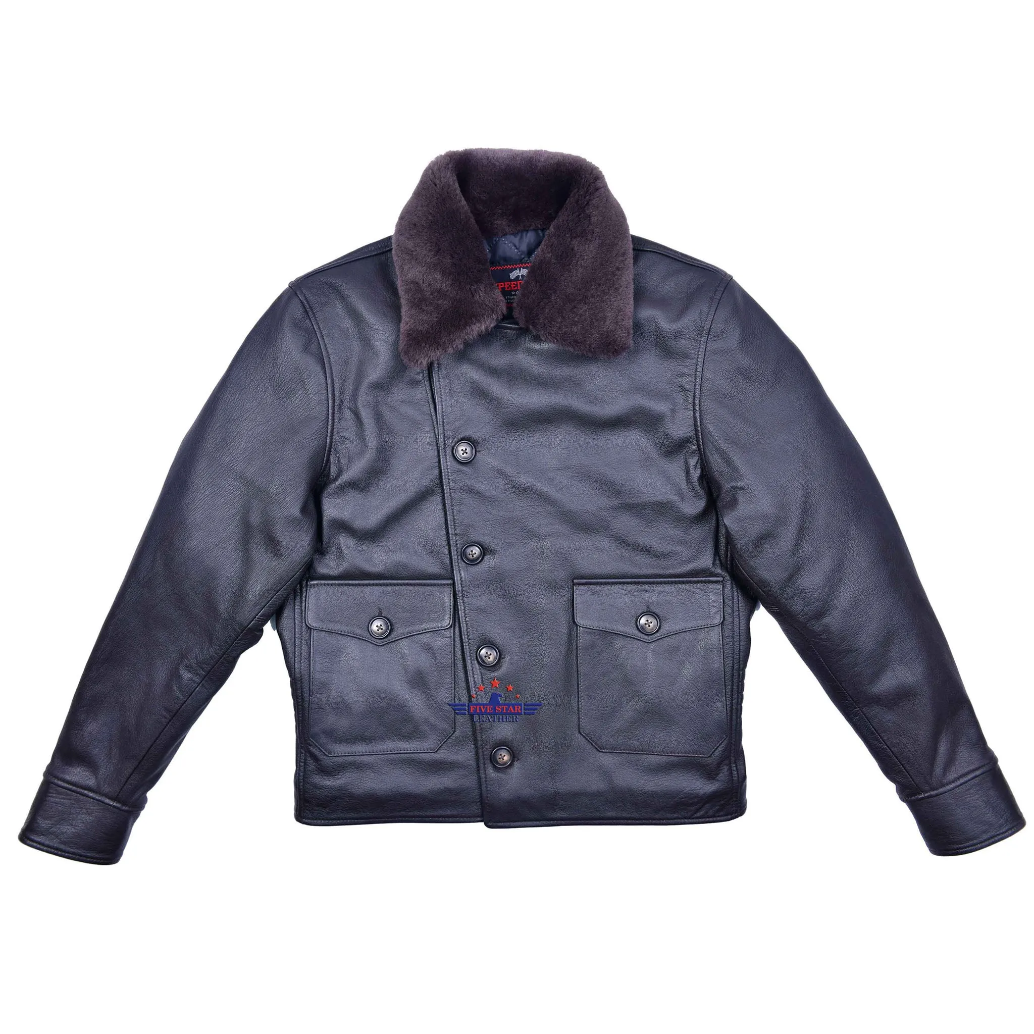 FiveStar Leather 1940s Half belt Jacket Gunrunner Real Goatskin