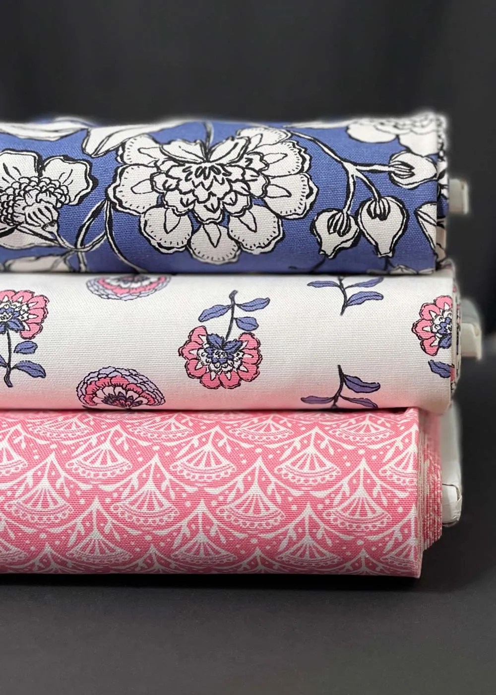 Flora Cornflower Blue, Cotton Canvas Fabric
