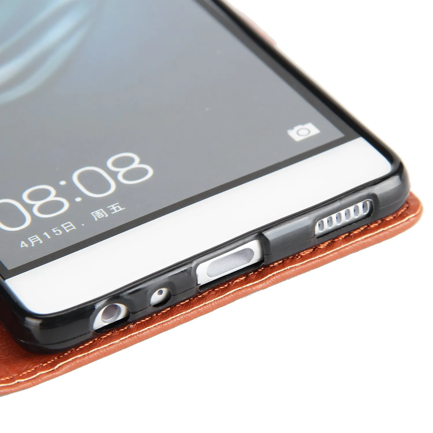 For Huawei P9 plus PU Leather Smart Phone Case Protective Cover with Buckle & 3 Card Position  Golden