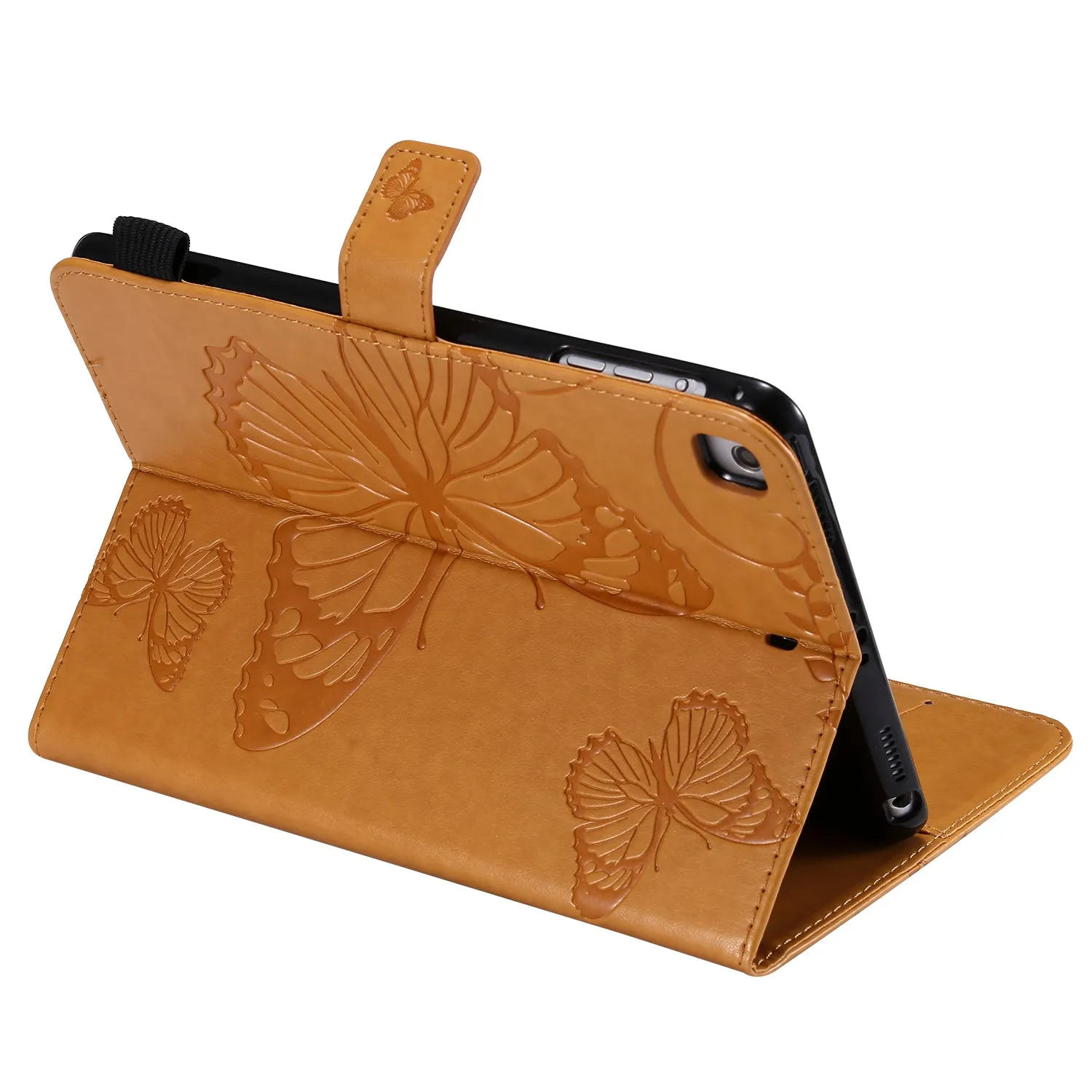 For iPad mini 1/2/3/4 Fashion Butterfly Embossed PU Leather Magnetic Closure Stand Case Auto Wake/Sleep Cover with Pen Slot green