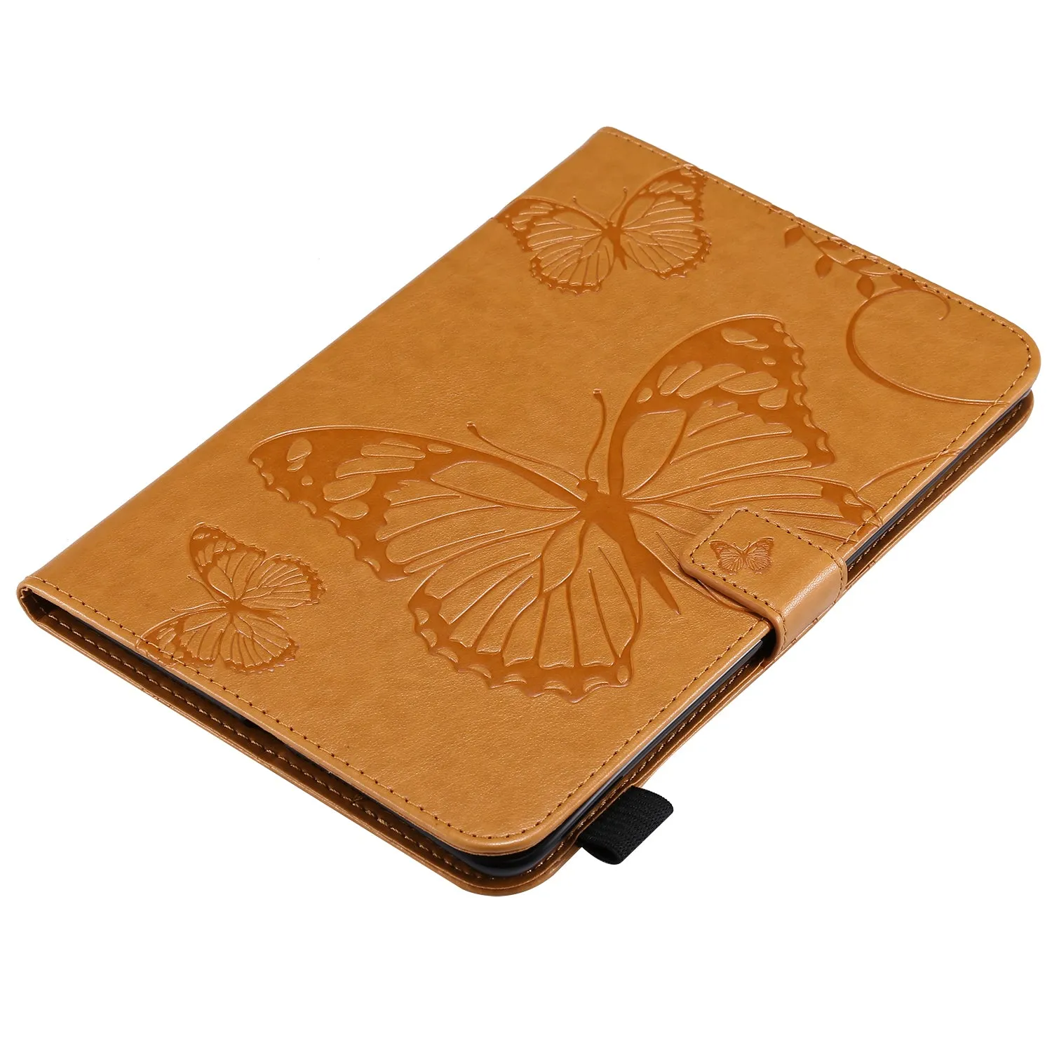 For iPad mini 1/2/3/4 Fashion Butterfly Embossed PU Leather Magnetic Closure Stand Case Auto Wake/Sleep Cover with Pen Slot green