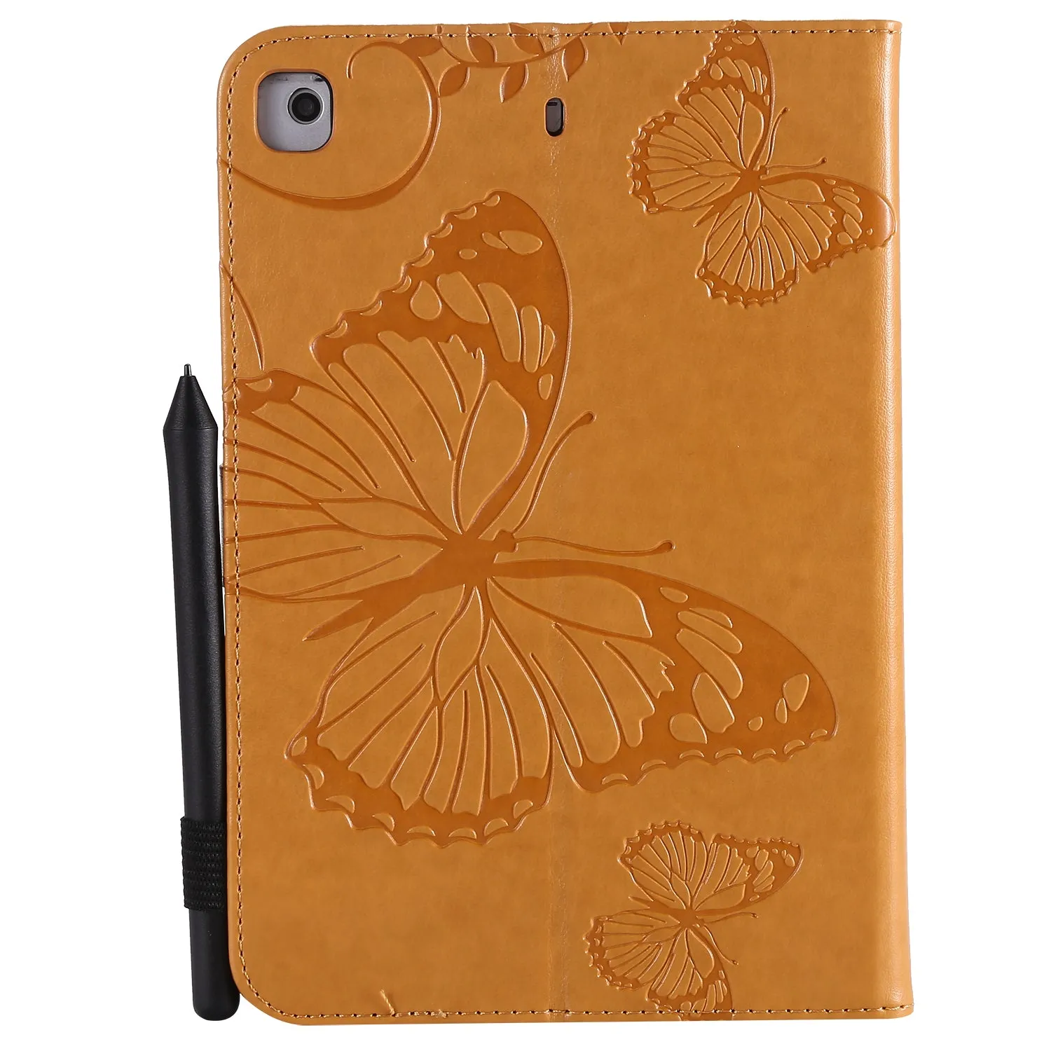 For iPad mini 1/2/3/4 Fashion Butterfly Embossed PU Leather Magnetic Closure Stand Case Auto Wake/Sleep Cover with Pen Slot green