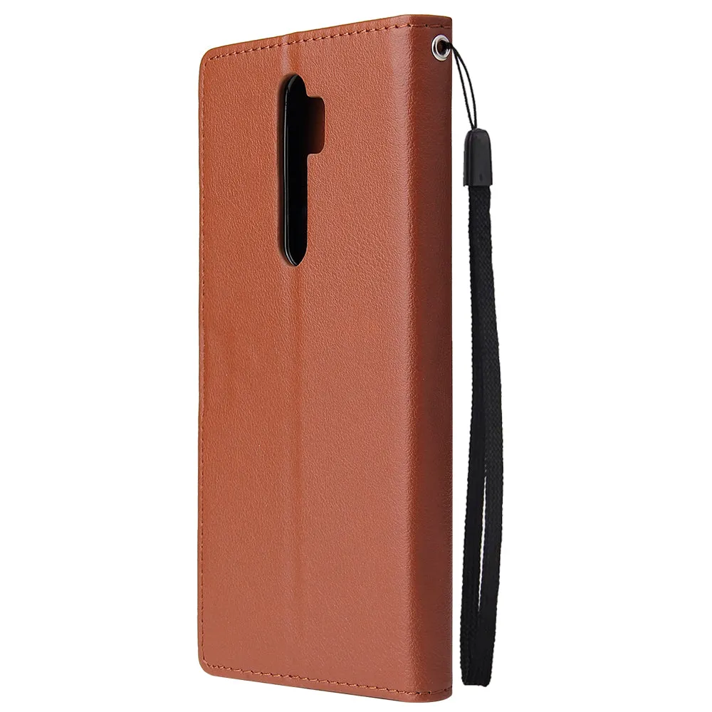For Oppo A9 2020/Reno 2Z Cellphone Shell PU Leather Mobile Phone Cover Stand Available Anti-drop Elegant Smartphone Case Red