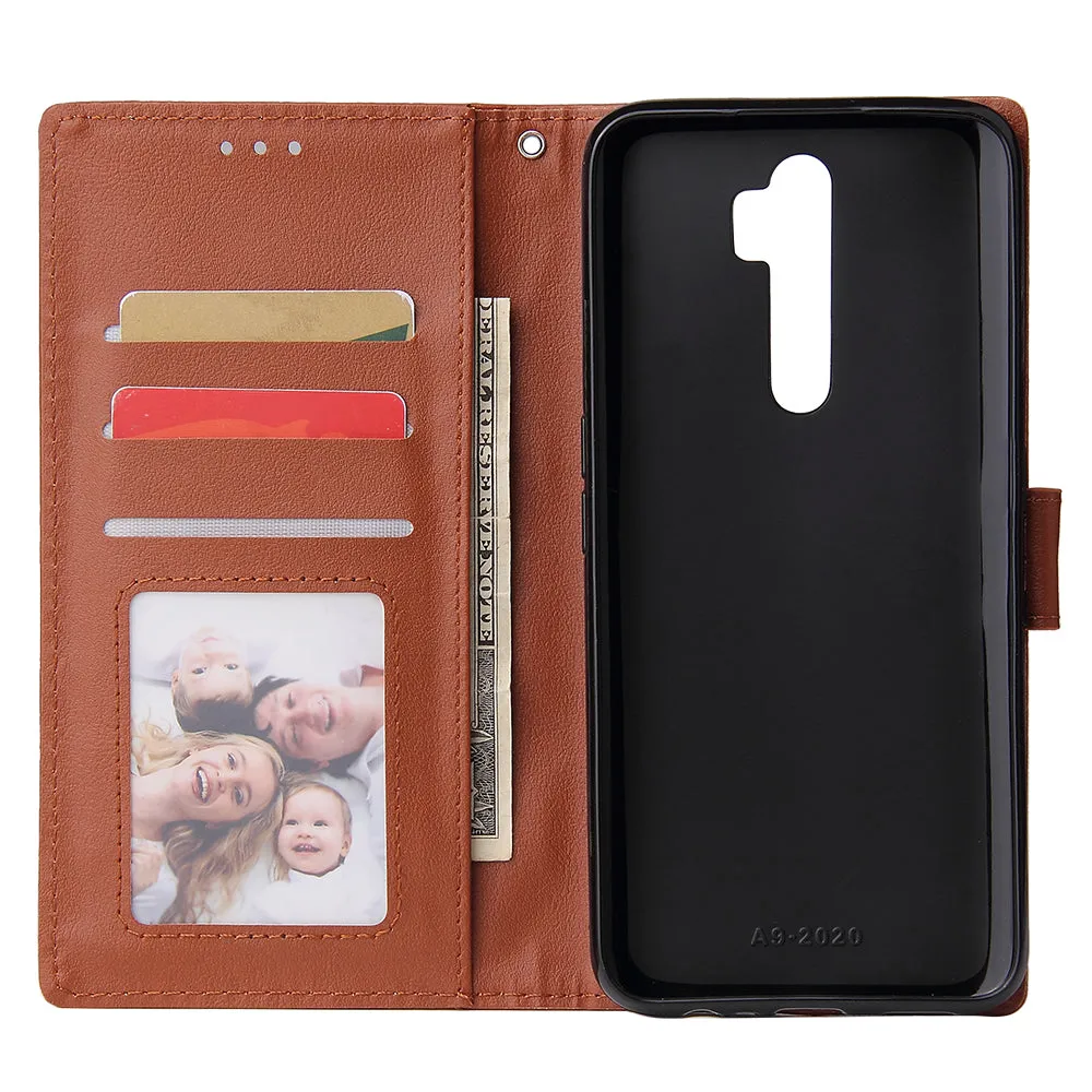 For Oppo A9 2020/Reno 2Z Cellphone Shell PU Leather Mobile Phone Cover Stand Available Anti-drop Elegant Smartphone Case Red