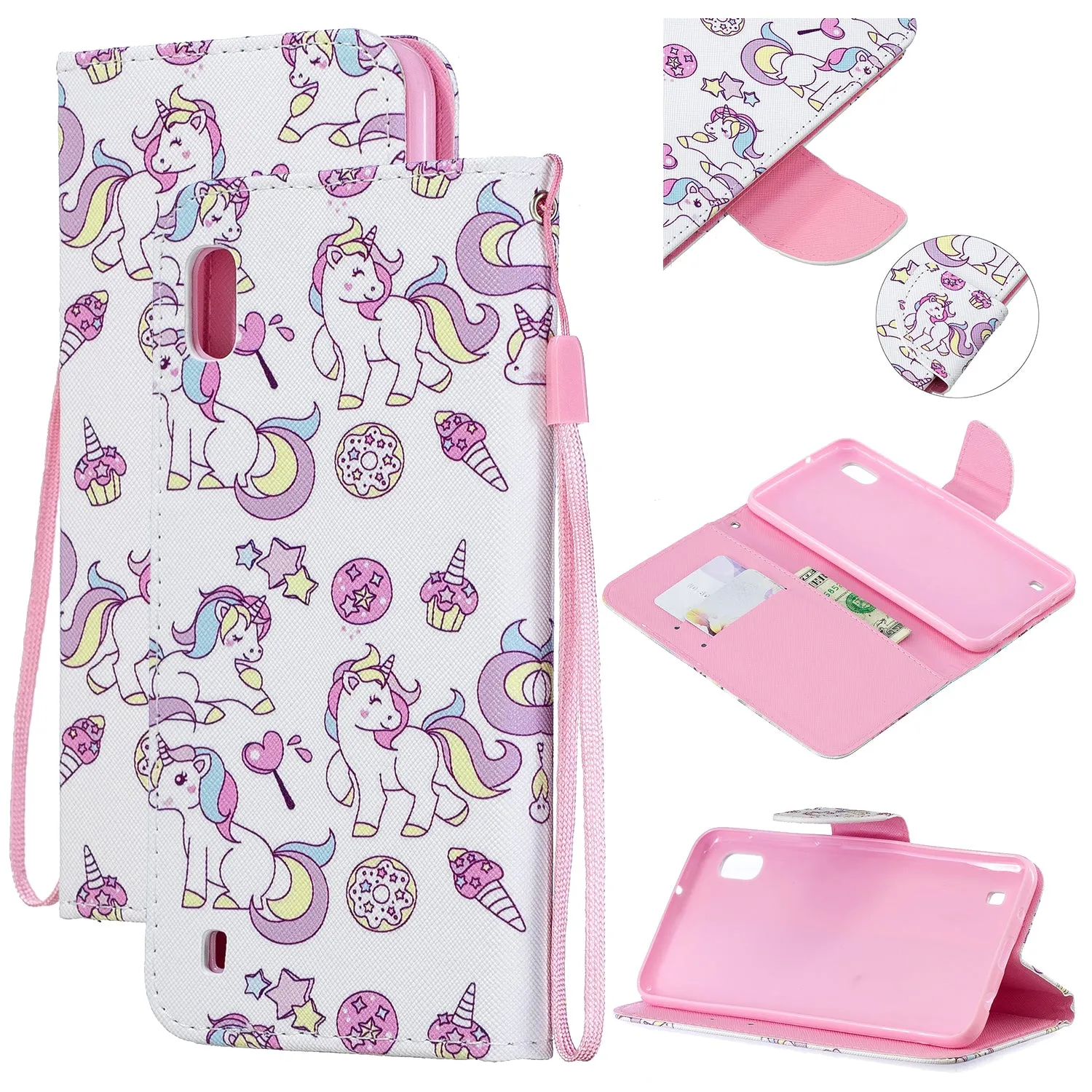For Samsung A10/A20/A30 Smartphone Case PU Leather Wallet Design Cellphone Cover with Card Holder Stand Available Red lip cat