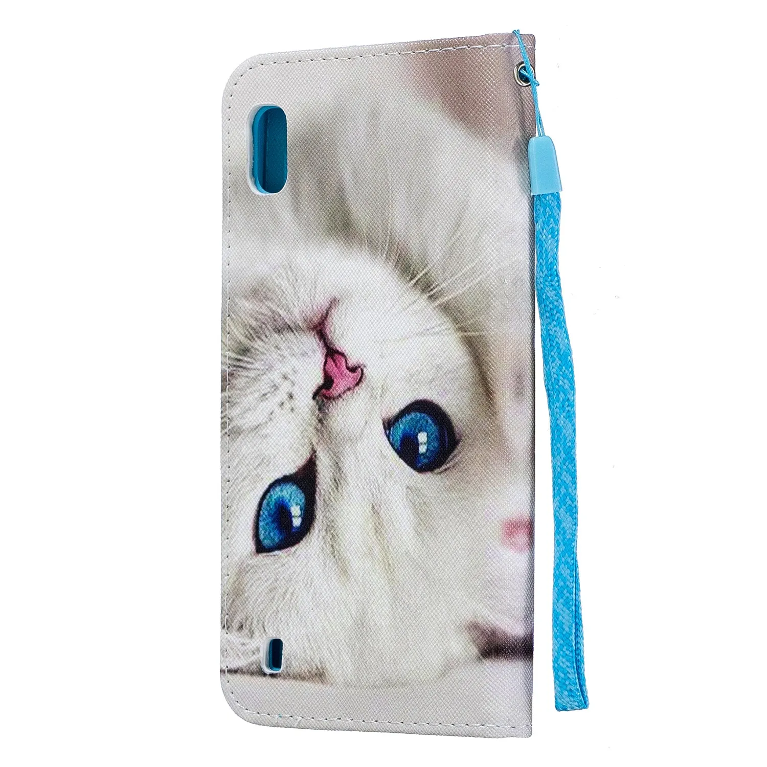 For Samsung A10/A20/A30 Smartphone Case PU Leather Wallet Design Cellphone Cover with Card Holder Stand Available Red lip cat