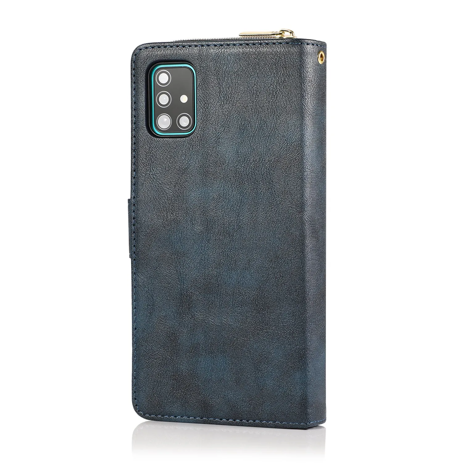 For Samsung A51 5G/A71 5G/Note 10 pro Pu Leather  Mobile Phone Cover Zipper Card Bag   Wrist Strap black