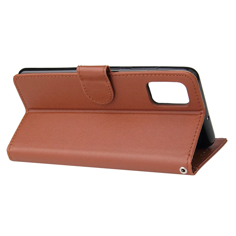 For Samsung A51 Phone Case PU Leather Shell All-round Protection Precise Cutout Wallet Design Cellphone Cover  Black
