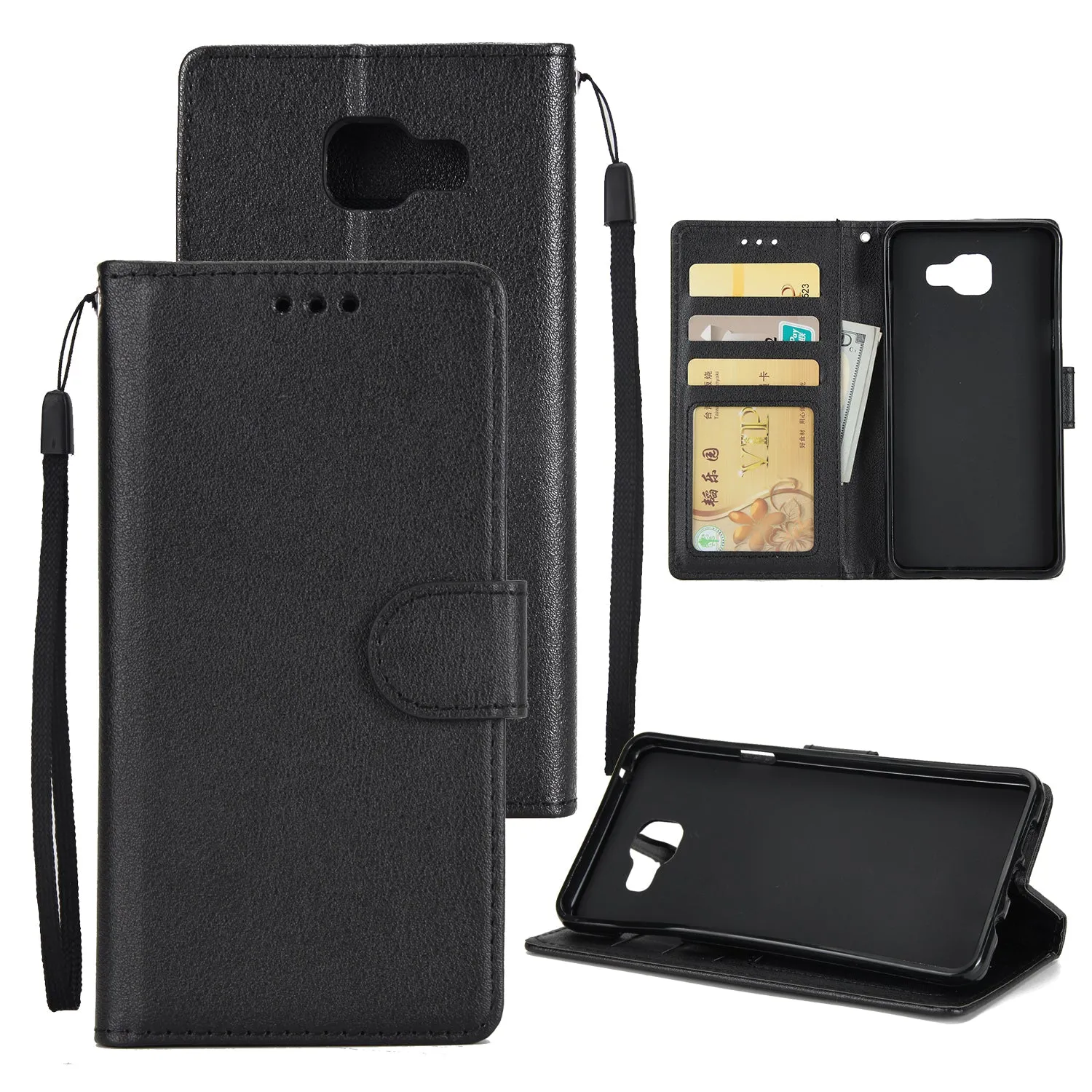 For Samsung A7 2017/A720 PU Leather Cell Phone Case Protective Cover Shell with Buckle brown