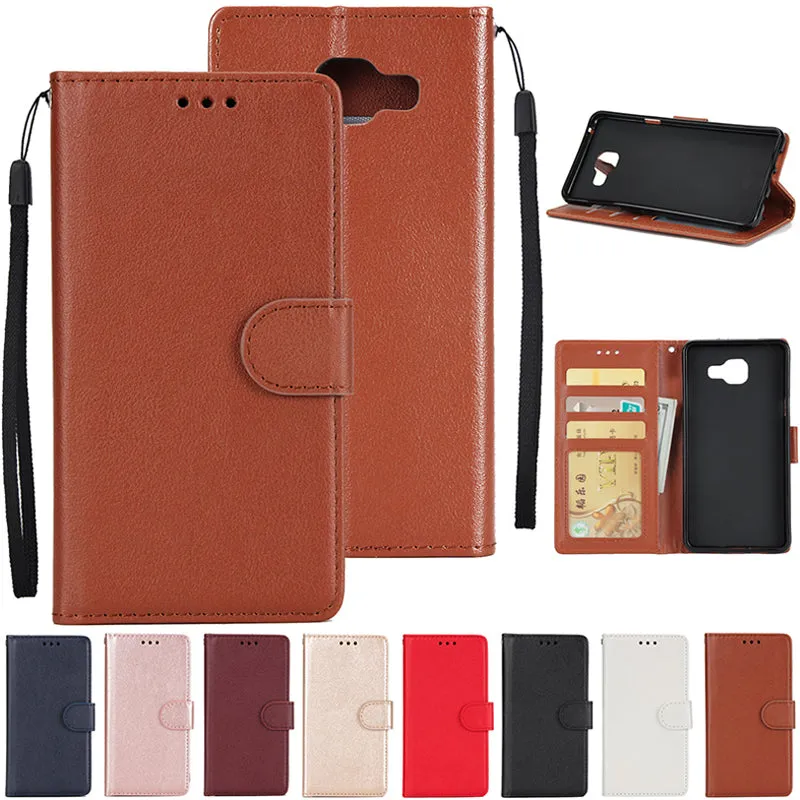 For Samsung A7 2017/A720 PU Leather Cell Phone Case Protective Cover Shell with Buckle brown