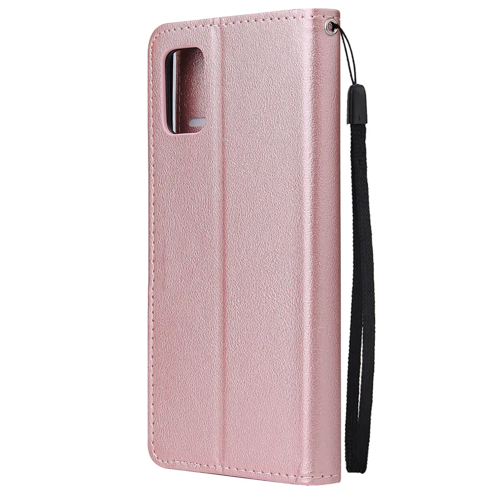 For Samsung A71 Phone Case PU Leather Shell All-round Protection Precise Cutout Wallet Design Cellphone Cover  Gold