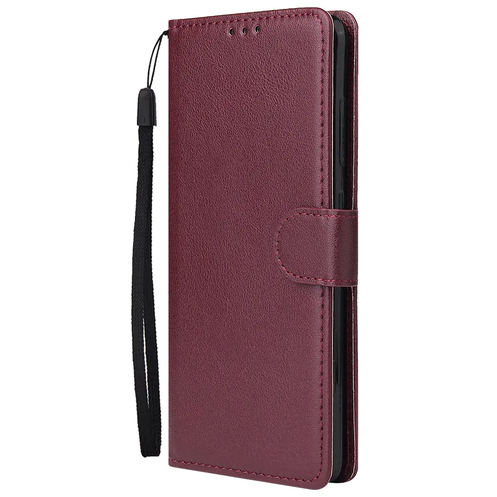 For Samsung A71 Phone Case PU Leather Shell All-round Protection Precise Cutout Wallet Design Cellphone Cover  Wine red