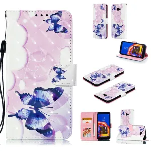 For Samsung J4 plus 2018 European Edition 3D Coloured Painted Full Protective Cover with Button Card Slots Bracket Lanyard Swallowtail butterfly