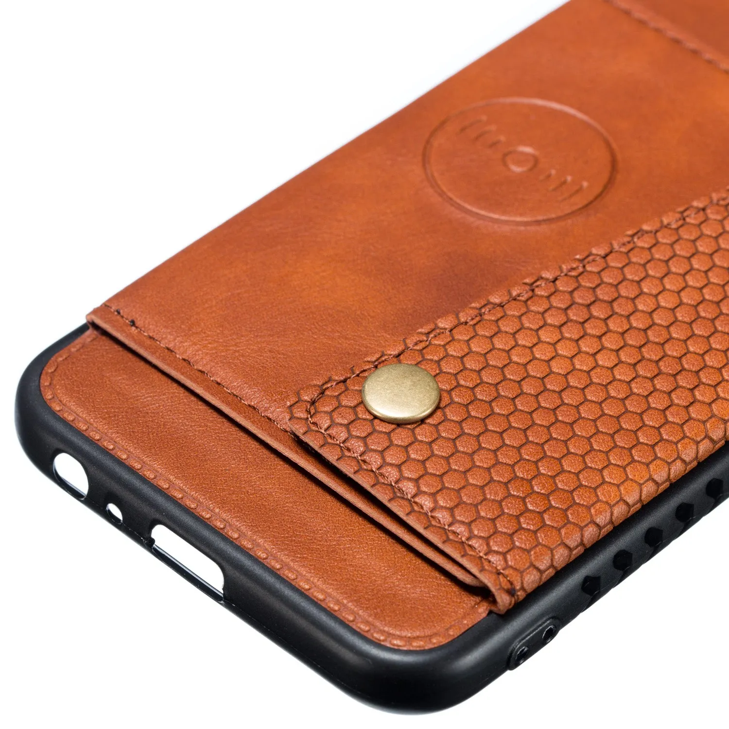 For Samsung J6 PLUS Double Buckle Non-slip Shockproof Cell Phone Case with Card Slot Bracket red