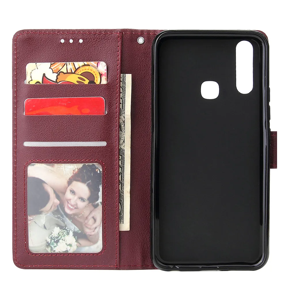 For VIVO Y17 Cellphone Cover PU Leather Shell All-round Protection Mobile Phone Case Precise Cutout Wallet Design Stand Function Rose gold