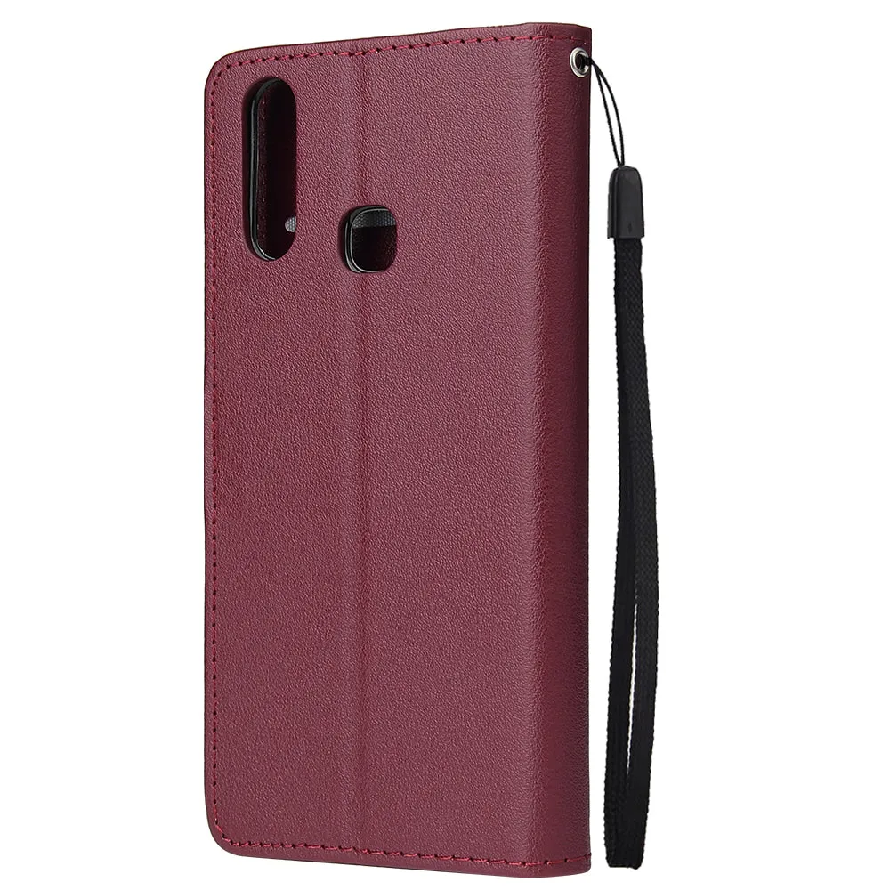 For VIVO Y17 Cellphone Cover PU Leather Shell All-round Protection Mobile Phone Case Precise Cutout Wallet Design Stand Function Rose gold
