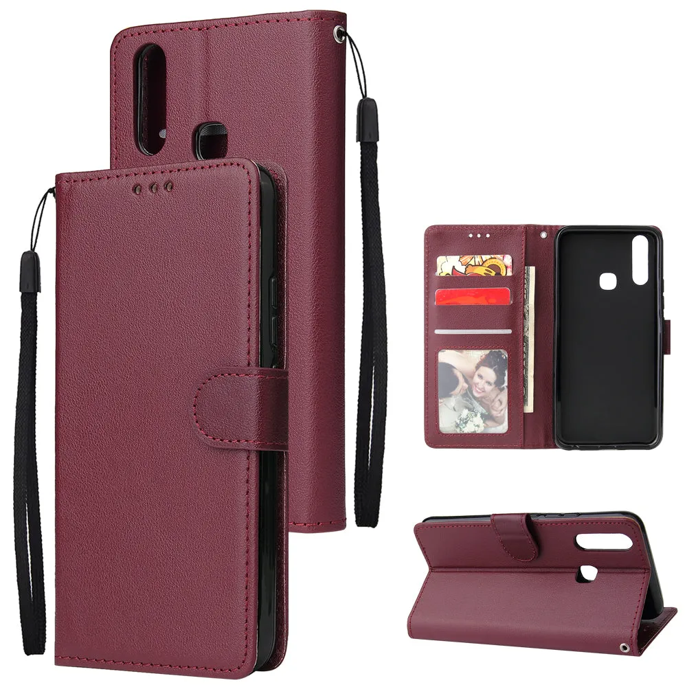 For VIVO Y17 Cellphone Cover PU Leather Shell All-round Protection Mobile Phone Case Precise Cutout Wallet Design Stand Function Rose gold