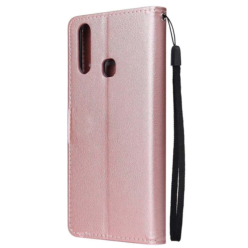 For VIVO Y17 Cellphone Cover PU Leather Shell All-round Protection Mobile Phone Case Precise Cutout Wallet Design Stand Function Rose gold