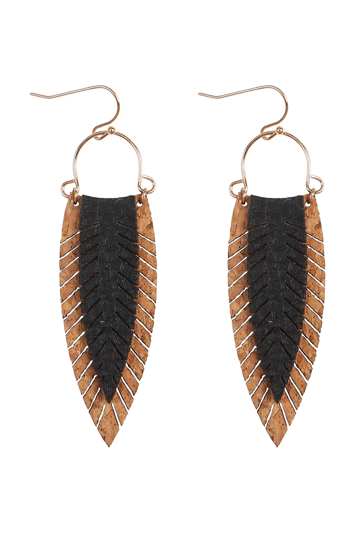 FRINGE LEAF SHAPED DROP HOOK EARRINGS