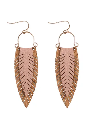 FRINGE LEAF SHAPED DROP HOOK EARRINGS