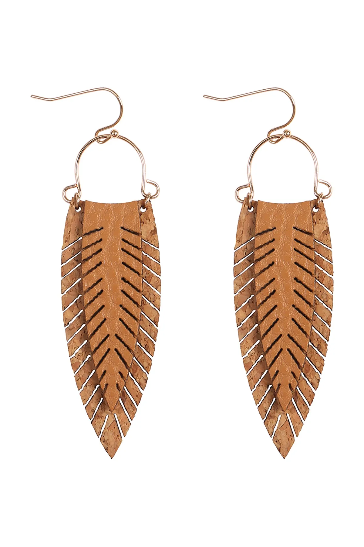 FRINGE LEAF SHAPED DROP HOOK EARRINGS