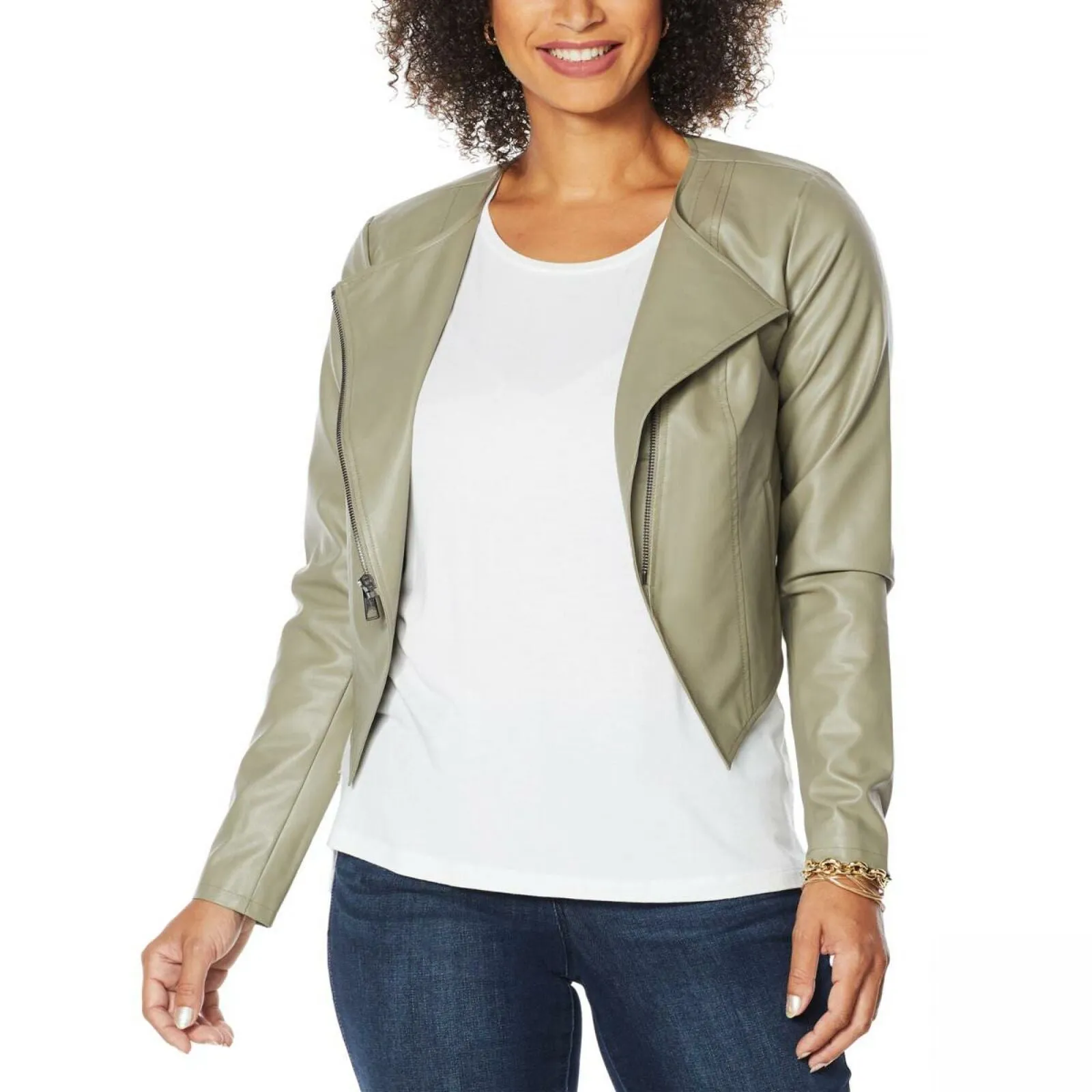 G by Giuliana Women's Lightweight Faux Leather Moto Jacket